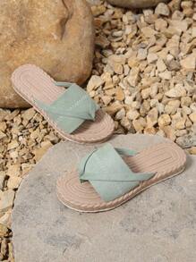 Women Fashionable Beach Flip Flops, Large Size Toe Ring Sandals For Outdoor Vacation