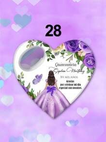1pc/Bulk Customized 15th Birthday Party Favor, Princess Rose Heart-Shaped Bottle Opener, Sweet 15th Birthday Fridge Magnet, 15th Birthday Party Guest Gift Souvenir, Suitable For 15 Year Old Girls - Multicolor - View 30