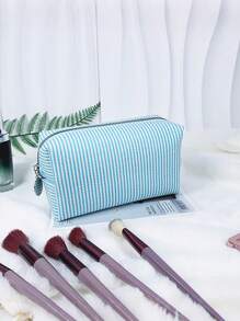 1pc Personalized Embroidered Tulle Striped Makeup Bag With Name/Initial, Waterproof Travel Cosmetic Pouch, Cute Zipper Storage Bag, Gifts For Couples, Daughter, Mom, Best Friend, Couple - Multicolor - View 16