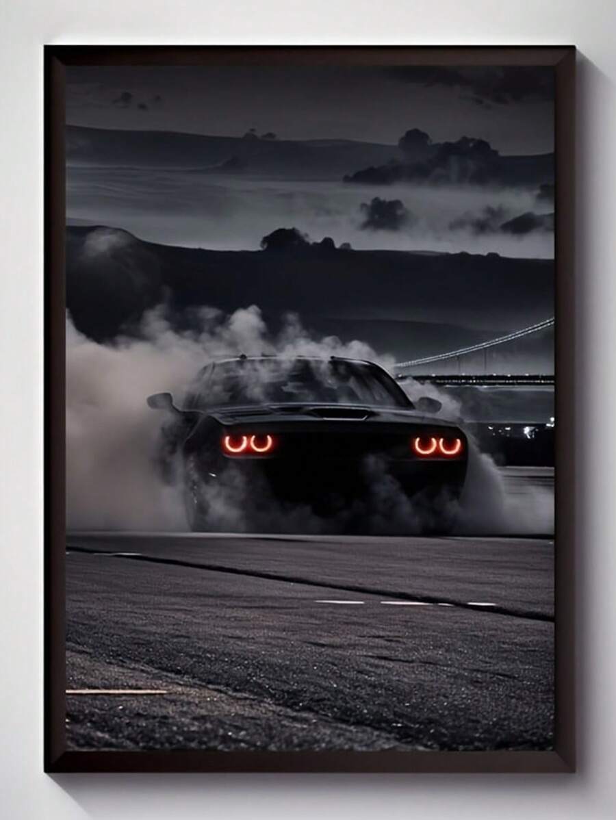 1 件艺术装饰经典跑车帆布艺术印刷品，几何车辆主题无框海报，帆布上的墨水壁挂装饰适用于家庭办公室、客厅、卧室、餐厅 - 室内肖像方向，防水印刷艺术品礼物生日毕业