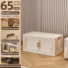 Foldable Multi-Tier Storage Box, Double Door Storage Cabinet For Clothes, Books, Snacks In Bedroom, Living Room, Cream Color
