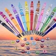 50pcs Random Black Large Hole Spacer Beads, European And American Crafted Beads For DIY Jewelry Making, Necklace, Bracelet, Jewelry Accessories, DIY Handicrafts, Keychains, Phone Straps - Black - View 6