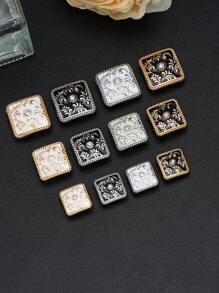 6pcs/Pack Vintage Pattern Resin Oil Drop Metal Buttons, For Uniform, School Wear, Sweater, Cardigan, Jacket, DIY Bags, Gift Box, Handicraft