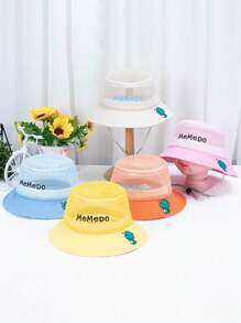 1pc Fashionable Cute Letter Embroidered S Bucket Hat, Windproof Sunproof Soft Breathable Bucket Hat - Multicolor - View 2