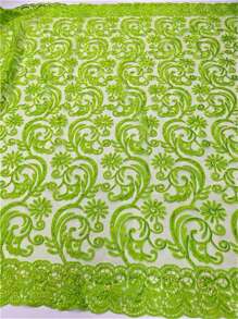 带亮片的红色非洲蕾丝面料，刺绣薄纱，尼日利亚蕾丝面料，绿色法国网，高品质，5 码，2025 年