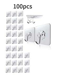 10/50/100pcs Reliable No-Drill Multi-Purpose Hooks, Easy Install For Home, Kitchen, Bathroom, Bedroom, Office - Over The Door Hooks, Wardrobe Hooks