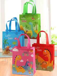 12 个防水恐龙图案无纺布可重复使用购物袋，派对/生日礼物手提袋，适合母亲节、伴娘礼物、毕业礼物、生日礼物、结婚礼物、生日、新娘、婚礼 - 彩色 - 查看 1