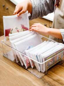 12 piezas 5 piezas/1 pieza Bolsas de almacenamiento de juguetes, clasificación de rompecabezas, pequeñas piezas de bloques de construcción, carpeta de archivos, estuche para artículos de oficina, organizador de accesorios de viaje portátil, organizador de facturas/recibos mensuales, carpeta de archivos A4, esencial para la escuela, el hogar, la oficina, el aula.