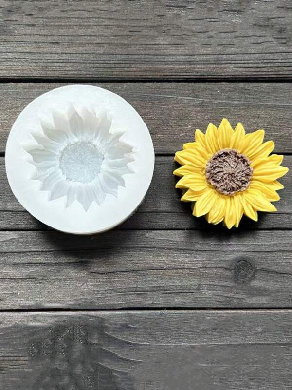 1pc Small Flower Sunflower Roses Gardenia Aroma Candle Silicone Mold, Chrysanthemum Decor Silicone Mold