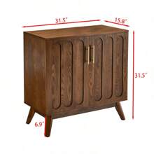 Mid Century Modern Fluted Sideboard Cabinet With Adjustable Shelves & Solid Wood Legs, Buffet Cabinet With Storage, Walnut Storage Cabinet For Living Room, Entryway, Hallway, Dining Room, Kitchen