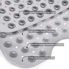 1 件灰色凸点浴室垫，按摩淋浴垫防滑浴缸垫，防滑带吸盘柔软 PVC 材料浴室地毯，可机洗带排水孔，适用于浴缸、淋浴房、浴室家居浴室装饰浴室地毯户外地毯门垫秋季装饰浴室配件返校入口装饰 - 淺灰色 - 查看 6