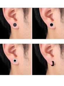 钛钢耳环套装，新款时尚朋克男士耳环，简约优雅的设计，复古不褪色女士耳环，百搭时尚配饰 - 彩色 - 查看 7