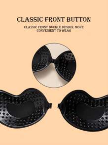 Sticky Invisible Mango-Shaped Bras – Strapless Silicone Push-Up Bra Cups For Backless Dresses, Breathable Self-Adhesive Lift Pads For Women, Reusable & Skin-Friendly - Black - View 8