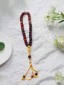1pc Floral Pattern Glass Prayer Beads, 33pcs Beads, Prayer , 10mm Beads, 5 Color Handheld Misbaha - Multicolor - View 11