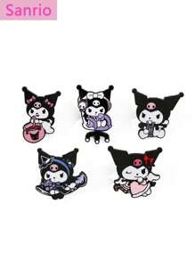 Sanrio 5 peças Sanrio, broche de esmalte adorável, broche de metal Sanrio criativo e personalizado com desenho animado, decoração fofa Kuromi, broche de liga de óleo, acessórios comemorativos, acessórios decorativos de escritório, camisas, jaquetas, joias, Natal, Halloween