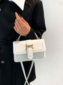 Women's New Stone Texture Fashion Crossbody Bag Retro Hand-Held Small Square Bag, Spring/Summer - White - View 4