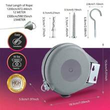 Retractable Clothesline Indoor Outdoor Clothes Line Heavy Duty Clothes Drying Laundry Line Wall Mounted Drying Rack - Multicolor - View 6