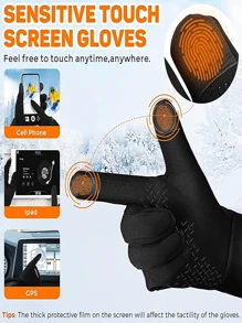 Outdoor Thermal Lined Insulated Gloves, Sports Cycling Skiing Touchscreen Gloves, Men's Warm Gloves