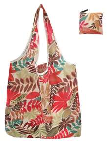 1 bucă geantă de cumpărături impermeabilă, de capacitate mare, design reutilizabil cu model floral și animal, geantă de mână pliabilă, ușoară, portabilă cu formă dreptunghiulară, potrivită pentru alimente, depozitare, călătorii