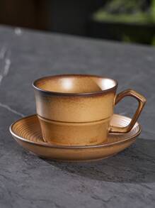 1pc Retro Coffee Cup, Ceramic Kiln Color Changing Mug, Personalized Cup, Latte Mug, Office Water Cup, Couples Cup, Afternoon Tea Cup, Herbal Tea Cup