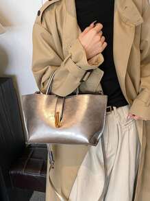 Fashionable Vintage Bucket Bag For Women, High Quality Tote Bag With Detachable Strap, Suitable For Work Commute Shopping Travel