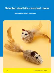 1 Stück mittelgroßer, strapazierfähiger, bissfester, quietschender natürlicher Sisal-Katzenball, minimalistischer frischer Stil, farbenfrohes sphärisches Design mit Feder-Mehrschicht-Wickeldetail, Selbstunterhaltung, Langeweile lindern, interaktives Katzen-Teaser-Haustierspielzeug, geeignet für tägliches Spielen zu Hause, Feiertags-Interaktion, Ganzjahres-Haustierpflege - Verschiedenfarbig - Übersicht 6