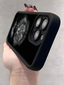Casing Ponsel Fashion Hitam Motif Singa Kreatif Baru 1 buah, Kompatibel dengan Apple 16 Pro Max, 11/12/13/14 Plus, XR/7/8 Plus, 15 PM, Tahan Air, Tahan Guncangan, Anti Jatuh, Tahan Gores, Hadiah Ulang Tahun - Hitam - View 2