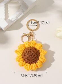 1pc Positive Energy Handmade Knitted Sunflower DIY Crochet Flower Keychain, Bag Pendant, Shoulder Bag Ornament, Crossbody Bag Decoration, Home Wall 3D Decoration, Suitable For Gifts, Wallets, School Bags, Backpacks And Shoulder Bags School Supplies Teacher Gifts Back To School Supplies Teacher Gifts, Birthday Gifts, Souvenirs, Holiday Gifts For Boys And Girls