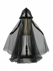 1pc White/Black Bride Shawl, Halloween Witch, Vampire Cosplay Sheer Cloak, Halloween Cape, Gaming Horror Party Costume Props, Festival Outfit
