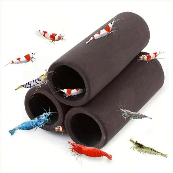 1 pezzo Tubo rifugio per pesci e gamberetti con 3 fori, tubo in argilla, mangiatoia per pesci e gamberetti, tubo acquacoltura, decorazione per acquario, tubo nascosto