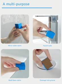 2pcs Rust Remover & Stain Remover, Magic Eraser Sponge, Abrasive Sponge Block, Blemish-Free Sponge Wipe, For Bathroom Glassware, Kitchen Pot Stains, Faucet, Cookware & Glassware Cleaning Tool, Removes Dirt, Rust & Limescale