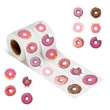 500 Piezas Pegatinas de Donuts Lindas Rollo Pegatinas Vinilo Estética para Scrapbooking, Diario, Parachoques, Monopatín, Botella de Agua, Dibujos Animados, Casco, Coche