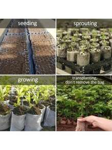 100 Seed Seedling Bags, Non-Woven Plant Growth Bags, Fabric Seedling Pot Plant Bags, Household Garden Supplies