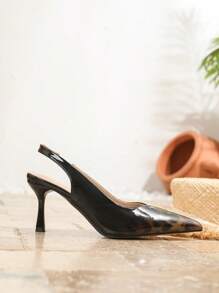 Neue Mode Hohe Sandaletten mit Leoparden-Muster und Lochprägung für Damen, sexy und stilvolle Spitzschuh High Heels - Khaki Schwarz - Übersicht 5