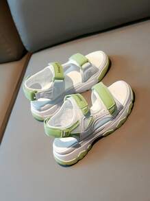 女童纯色底凉鞋，儿童沙滩鞋，夏季女童厚底凉鞋，中大童学生沙滩凉鞋 - 綠色 - 查看 6