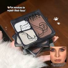 QMN Paleta de contorno del cielo nocturno, 3 colores de polvos naturales para esculpir y contornear, resistente al agua y al sudor, ligero y de larga duración, iluminador mate y brillante, realza la lisura facial, da forma a los contornos faciales