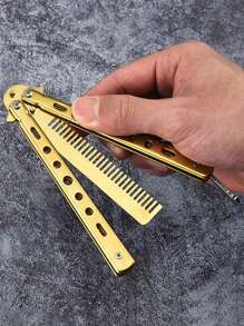 1 Pente Borboleta Dobrável em Aço Inoxidável para Treinamento, Ferramenta de Treinamento Não Afiada, Adequado para Iniciantes e Uso Externo, Escova de Cabelo, Pente, Ferramentas para Cabelo, Produtos e Acessórios para Cabelo para Salão de Beleza, Volta às Aulas, Itens Essenciais para Viagens e Férias, Acessórios de Cabelo Femininos, Escovas, Escova de Cabelo, Escova para Cachos, Conjunto de Escovas de Cabelo, Escova, Barbearia, Equipamentos de Cabeleireiro, Penteado, Cabeleireiro, Escova de Cabelo, Conjunto de Escovas de Cabelo, Pente para Cabelo, Pente para Cachos, Escova Desembaraçadora, Escova de Cabelo Feminina, Acessórios de Barbearia, Salão de Beleza, Equipamentos de Cabeleireiro