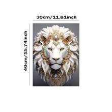 1pc, Animals Posters, White Lion Wall Arts, Golden Luxury Jewelry And Lions Decorative Painting, For Porch, Living Room, Office, Kitchen, Home Wall Decor, Gifts For Friends, No Frame Birthday Graduation