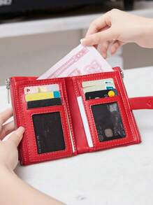 MIYIN Soft Leather Wallet Ladies Bifold Slim Wallets Credit Card Holder With Double Zipper Pocket Wallet Purse Wallet Mini Wallet Small Wallet