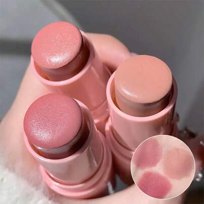 SHAQINUO 1pc Blush Stick, Natural Matte Nude Makeup Brightening Skin Tone Makeup Stick, 3 In 1 Multifunctional Blush Cream For Daily Face Makeup