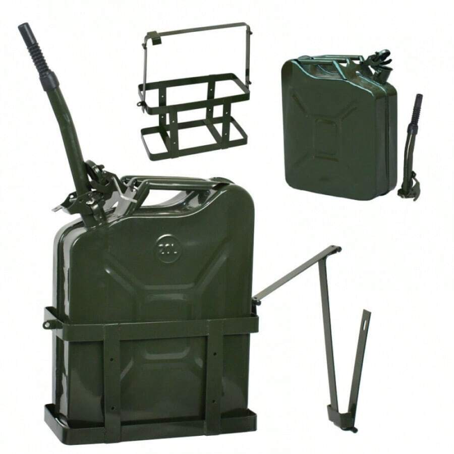 Jerry Can With Holder 20L Liter 5 Gallons - Steel Tank  Gasoline Green - 1 - Xem 1