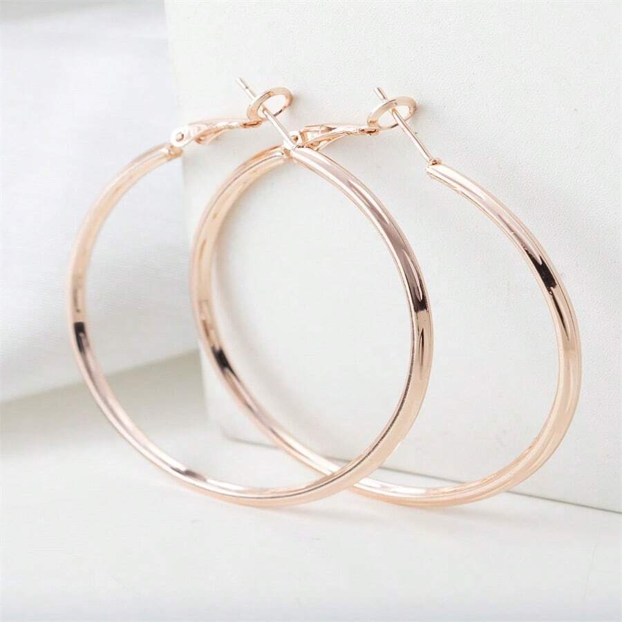 1 对时尚圆形分体花朵简约金属女士耳饰优雅适合日常聚会佩戴朋友礼物