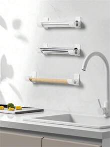 2 pièces Distributeur de sacs poubelle sans perçage aléatoire, support de sac en plastique, support mural de sac en plastique, support de sac de courses, support de sac poubelle blanc pour l'organisation de la maison, les organisateurs de cuisine et le rangement, support de rangement de rouleau à pâtisserie, ustensiles de cuisine