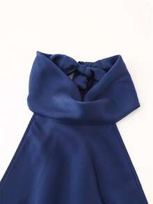 Silk-Like Halter Neck Dress DS00989CC - Blue - View 3