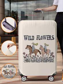 1pc Cartoon Portrait Print Luggage Cover, Fits 18-32 Inch Suitcases. Stretchable, Scratch-Proof & Dustproof, Stylish Decoration For Luggage. - Multicolor - View 29