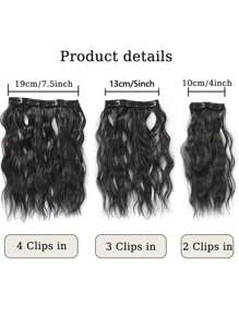 4pcs Water Wave Short Curly Hair Extensions, Increase Hair Volume, Create Beautiful Hairstyles - Black - View 7