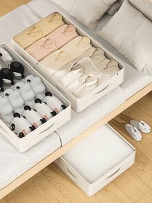 1 件米色床底收纳袋，衣物收纳袋，季节性床上用品收纳袋，卧室床底玩具收纳袋