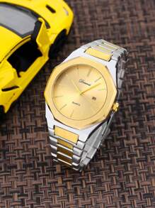 1 Đồng hồ đeo tay thạch anh ngày tối giản sang trọng hình bát giác dành cho nam, nhẹ, dây đeo bằng thép không gỉ, chống nước - Nhiều màu - Xem 1