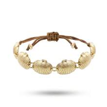 1pc Women Creative Adjustable Fan-Shaped Shell Necklace, Exaggerated Large Shell Versatile Pendant