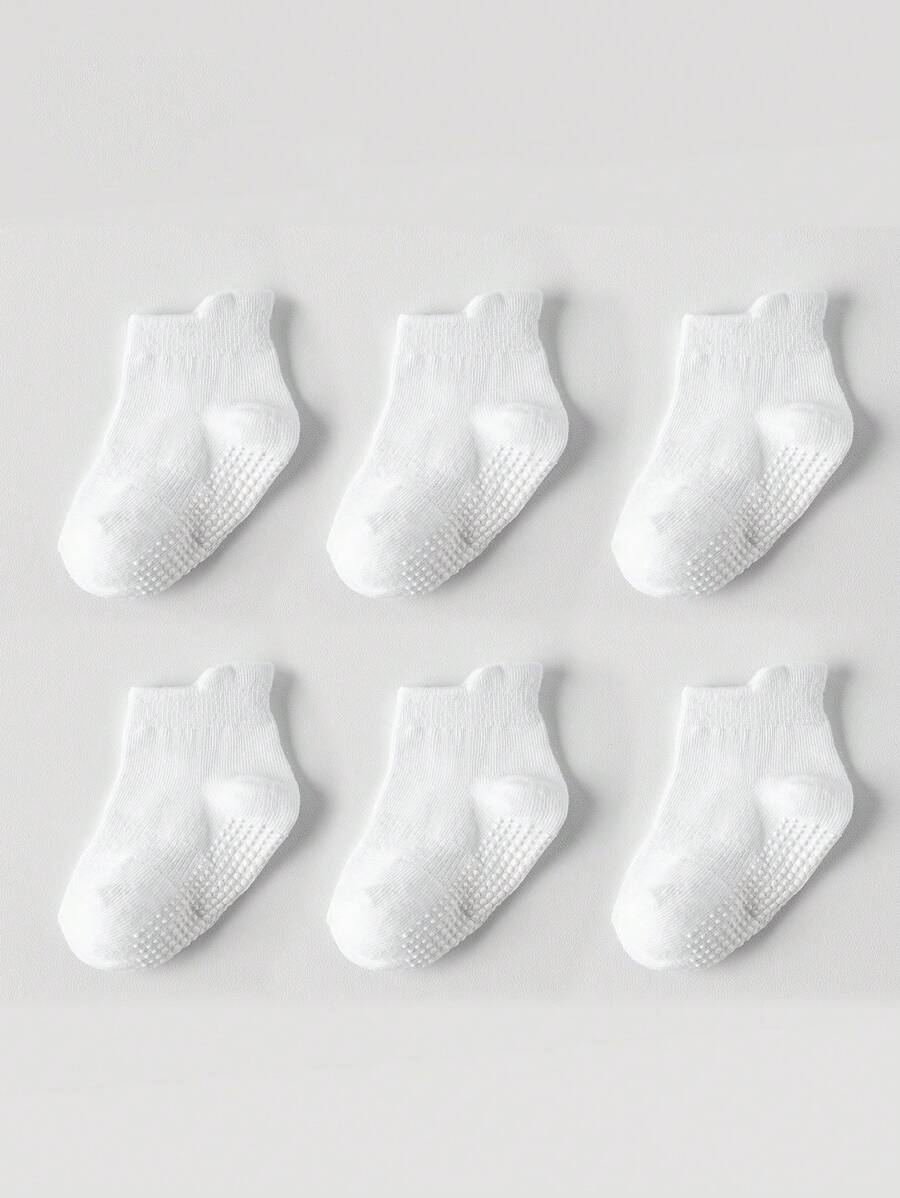1/3/6 Pairs Plain Color Anti-Slip Infant & Toddler Floor Socks - Boys & Girls, Soft Dotted Grip Socks For Playmat, Trampoline, Indoor Crawling/Walking, Suitable For Daily Wear - Multicolor - View 1